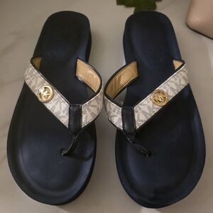 Michael Kors Navy and Gold Sandals